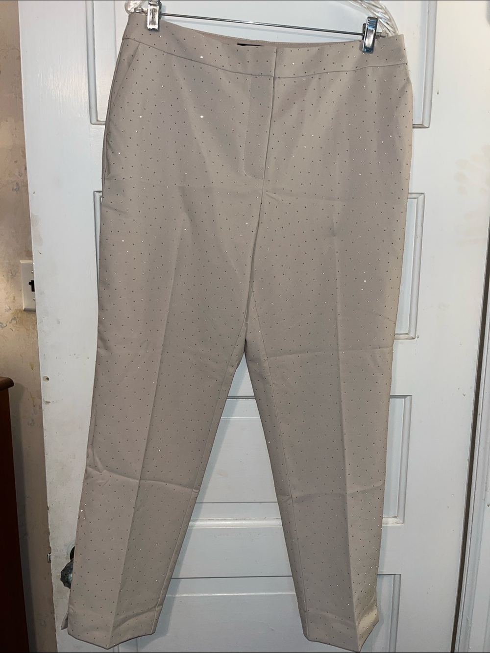 Rachel Zoe Beige Straight-Leg Sparkly Trousers